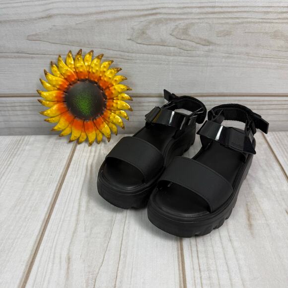 Mini Melissa Black Kick Off Platform Sandals 2Y - Picture 1 of 8